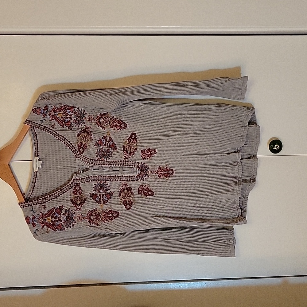 Sundance Waffle Knit Embroidered Henley